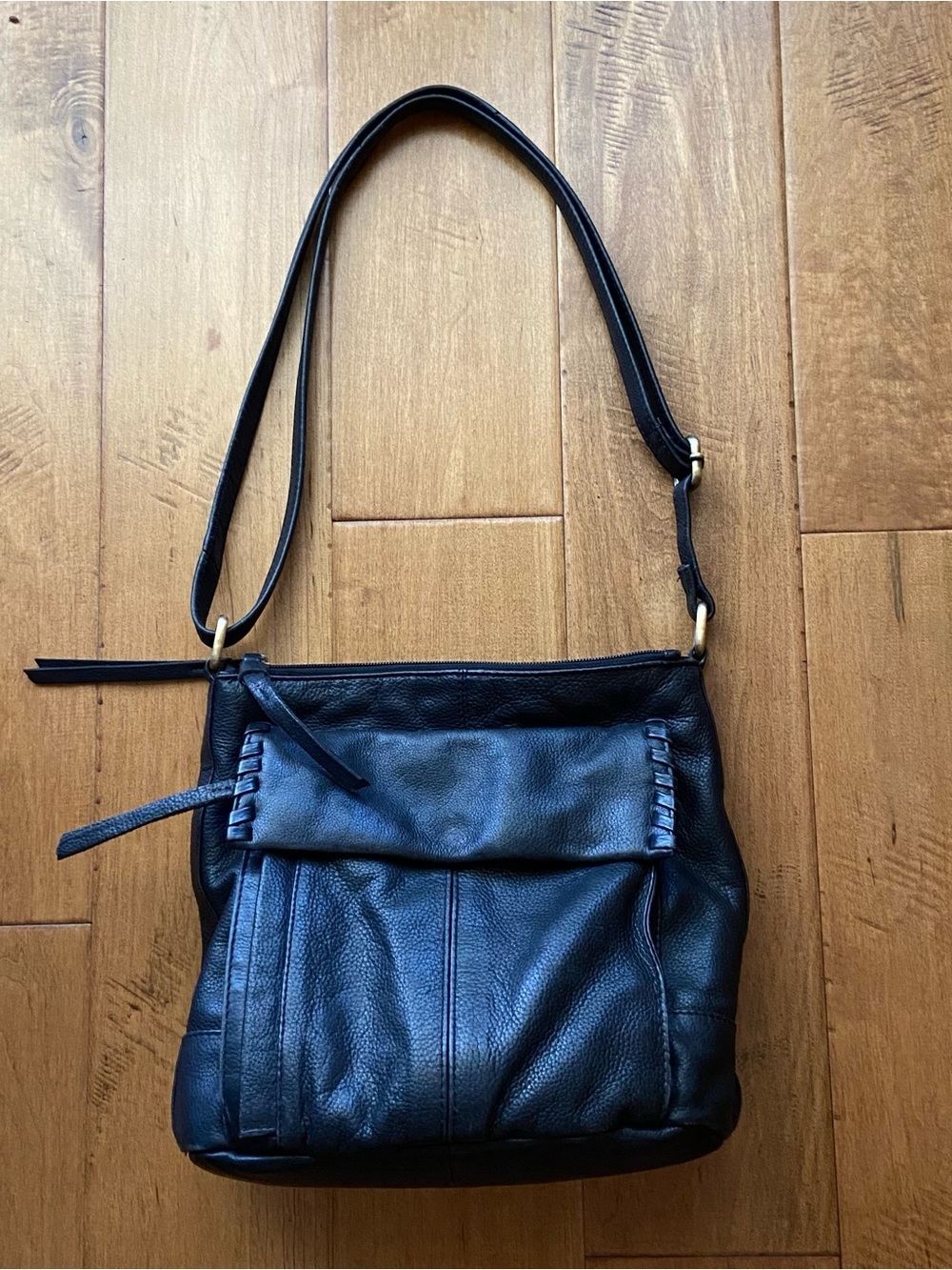 Vintage Black Leather Shoulder Bag